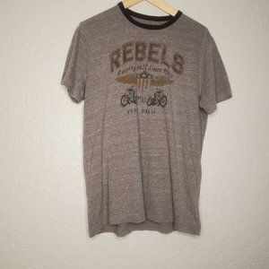 Lucky Brand T-Shirt Short Sleeve Size Med Gray Motorcycle Rebels